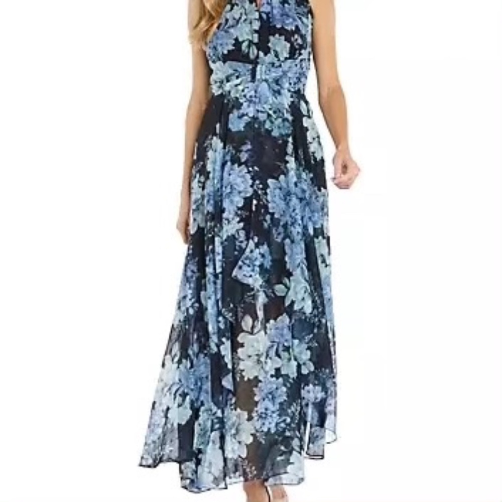 R & M Richards Long Halter Floral Dress